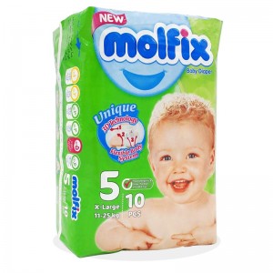 پوشک بچه مولفیکس سایز 5 بسته 10 عددی