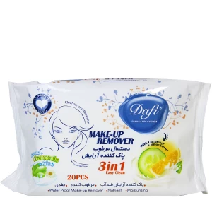 دستمال مرطوب پاک کننده آرایش 3 در 1 دافی 20 عدد