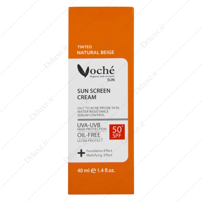 کرم ضد آفتاب SPF50 وچه پوست چرب بژ طبیعی 40 میلی لیتر