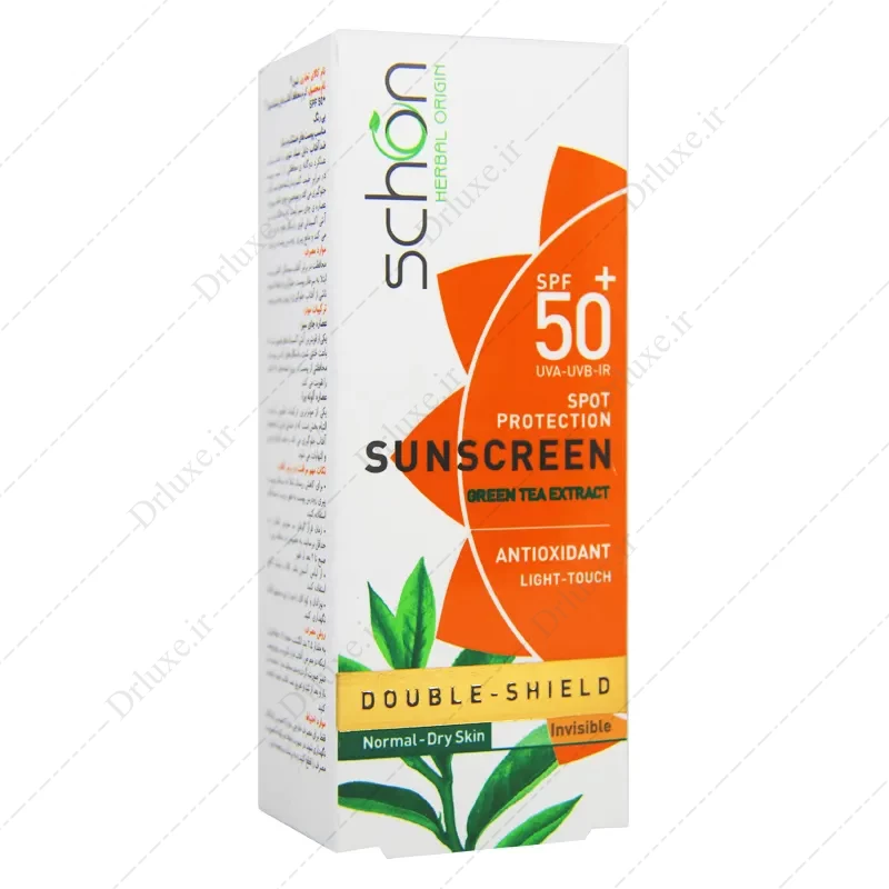 کرم ضدآفتاب دابل شیلد شون SPF50 بی رنگ پوست معمولی و خشک 50 میل