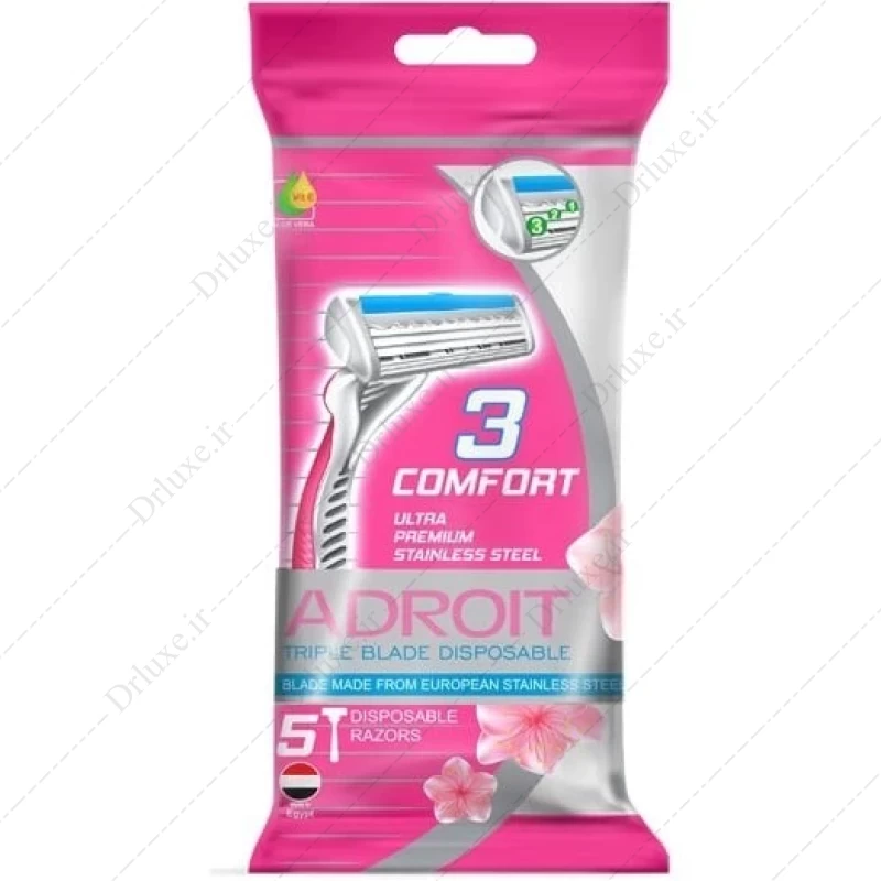 تیغ اصلاح ادرویت 3 لبه بانوان مدل کامفورت 5 عدد