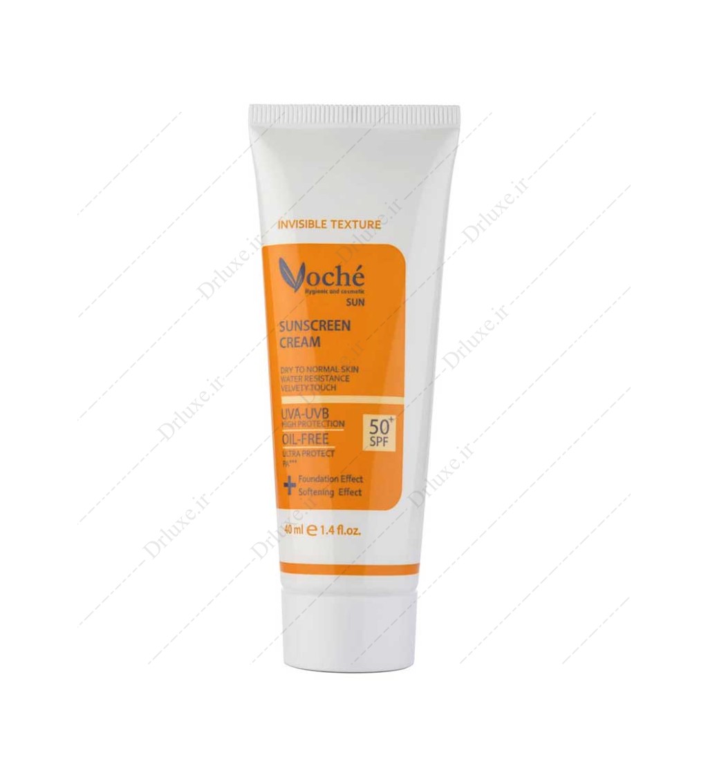 کرم ضد آفتاب SPF 50 بی رنگ وچه پوست خشک و معمولی 40 میلی لیتر