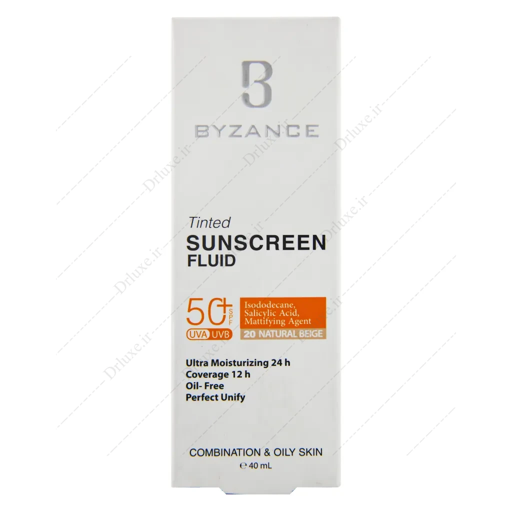 فلوئید ضد آفتاب رنگی بیزانس پوست چرب و مختلط SPF50