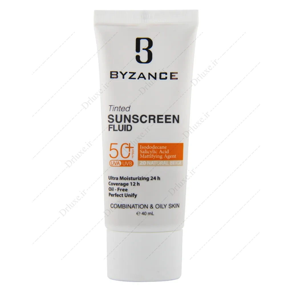 فلوئید ضد آفتاب رنگی بیزانس پوست چرب و مختلط SPF50