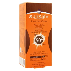 کرم ضد آفتاب SPF50 فاقد چربی بی رنگ سان سیف
