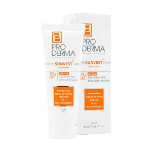 کرم ضد آفتاب SPF50 فاقد چربی بی رنگ پرودرما مناسب پوست چرب