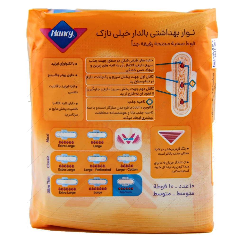 نوار بهداشتی بالدار سایز متوسط خیلی نازک نانسی