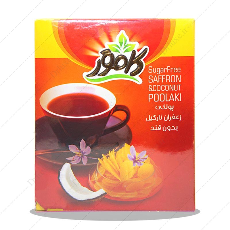 پولک نارگیل و زعفران بدون قند کامور - دکتر لوکس