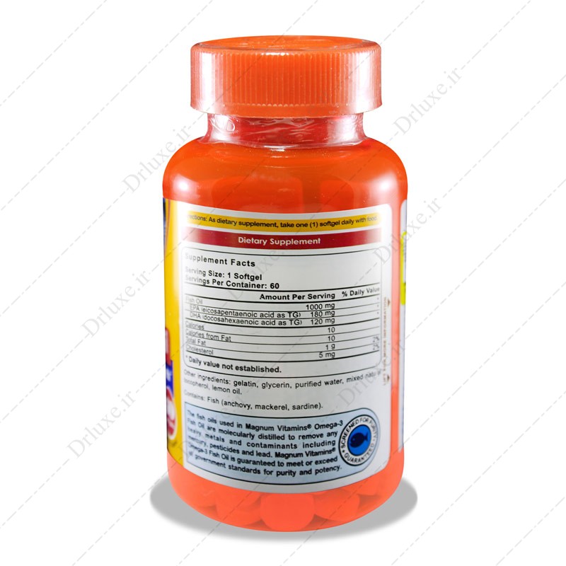مشخصات،قیمت وخرید سافت ژل امگا-3 فیش اویل مگنوم ویتامینز 60 عددی -دکتر لوکس