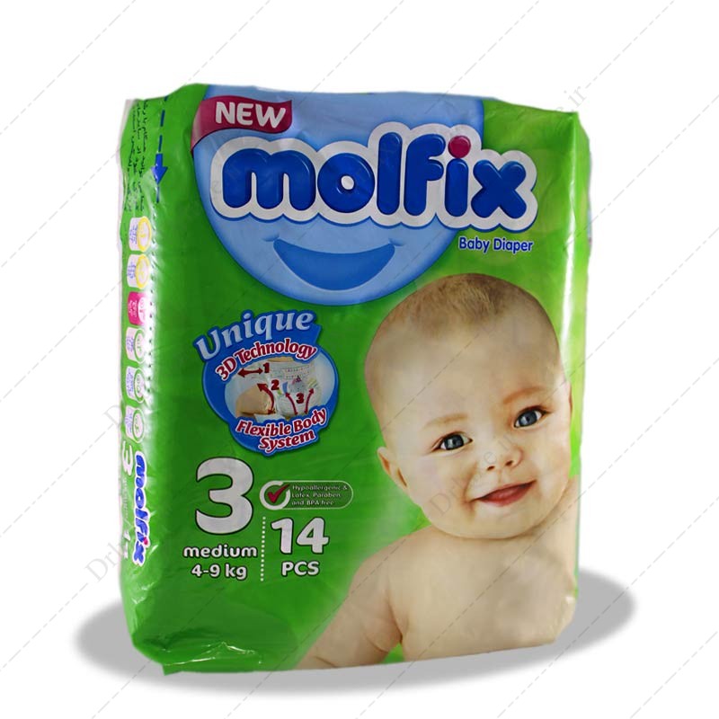 پوشک بچه مولفیکس سایز 3 بسته 14 عددی